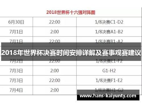 2018年世界杯决赛时间安排详解及赛事观赛建议