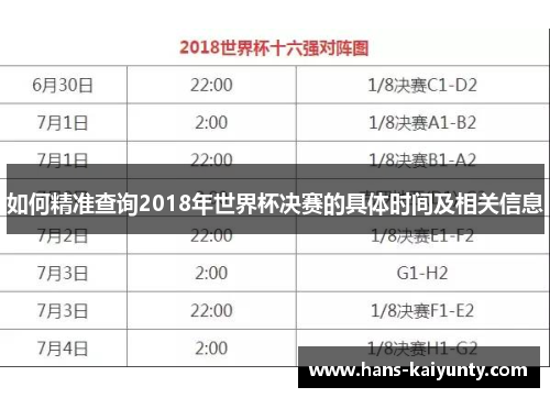 如何精准查询2018年世界杯决赛的具体时间及相关信息